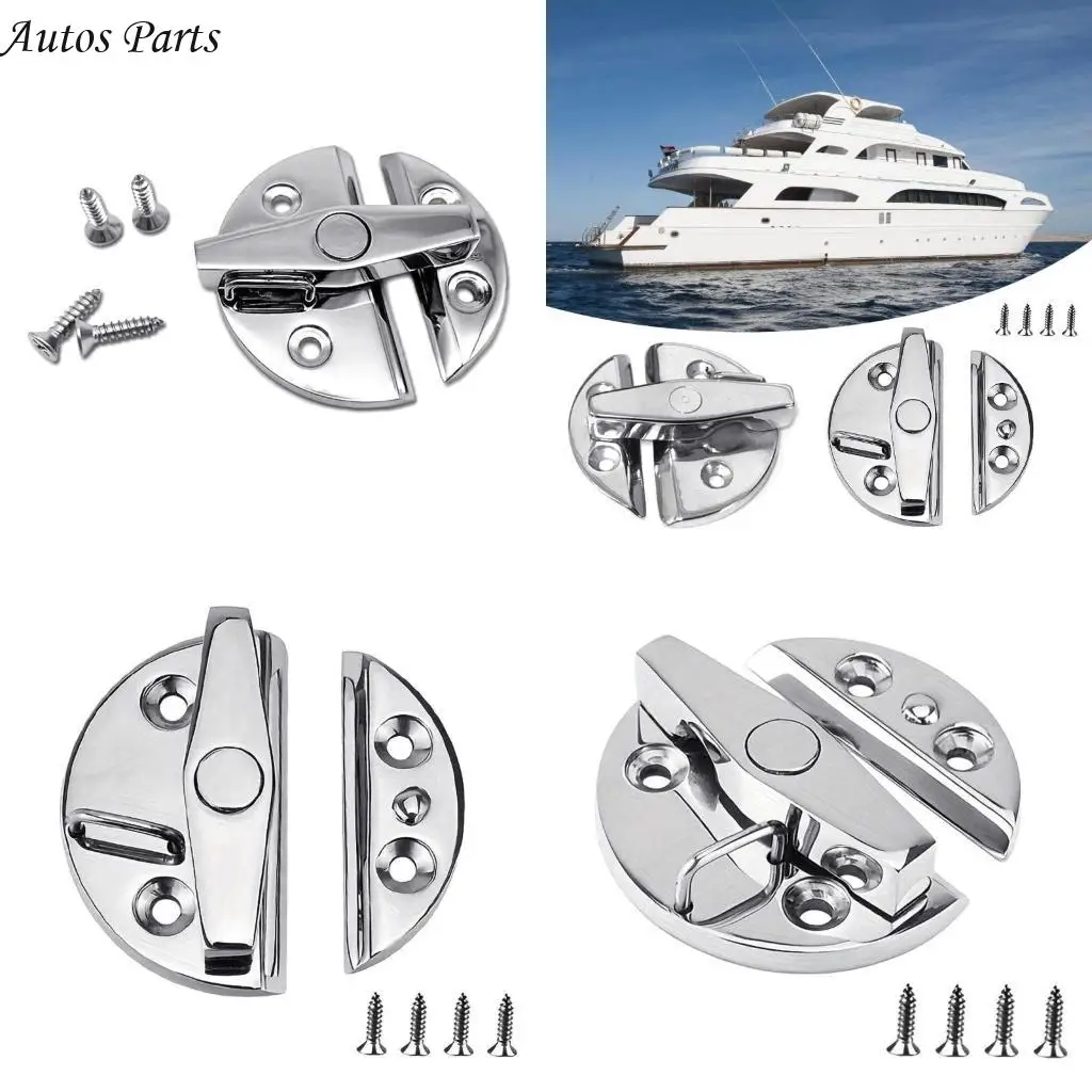 

57BA Boat Door Catch Rotating Round Knob Lock Push Button Closure for Marine Home Use