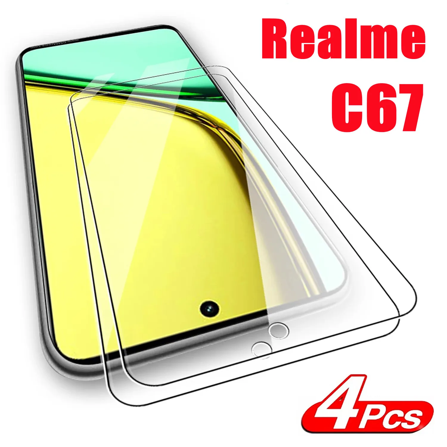 

2/4Pcs 9H Tempered Glass For Realme C67 5G HD Screen Protector Film