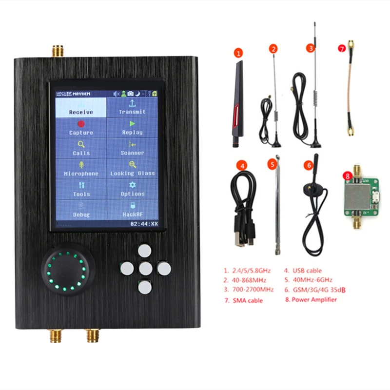 

Новый Собранный HackRF One R10 Portapack H2 от 1 МГц до 6 ГГц SDR с процессором Mayhem 2.0.1