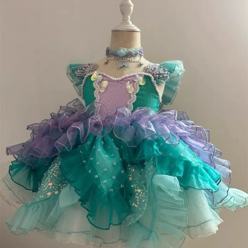 

Girls' Mermaid - Style Flower Girl Dress, Popular Fairycore Tulle Gown with Shimmering Details for Party & Wedding