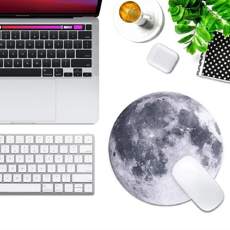Kawaii Round Moon Mouse Pad For Game Computer Desk Mat Pads Non-Slip Rubber Waterproof Office MousePad