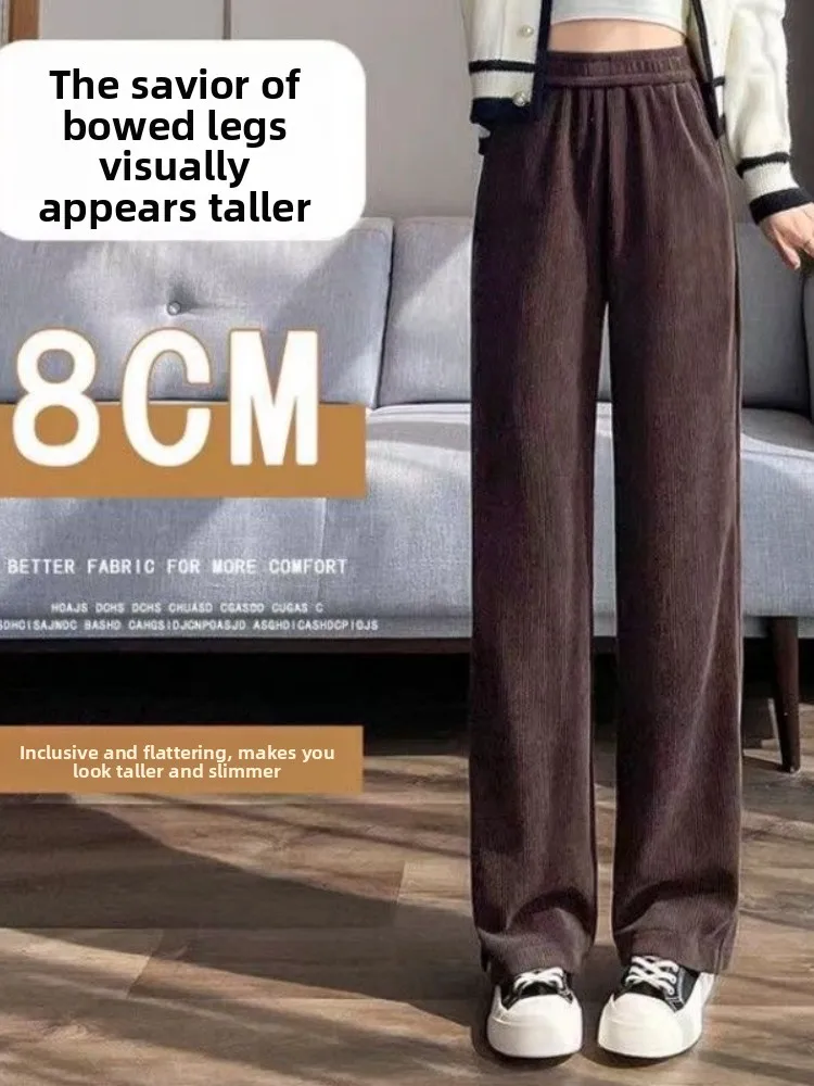 Fce doublé pantalon à jambes larges étroites Euro coton velours Micro pantalon décontracté évasé pour les femmes hiver nouveau Sle trajet Sle