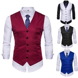 Chaleco de traje Formal ajustado para hombre, chaleco informal de un solo pecho, talla grande, S-3XL