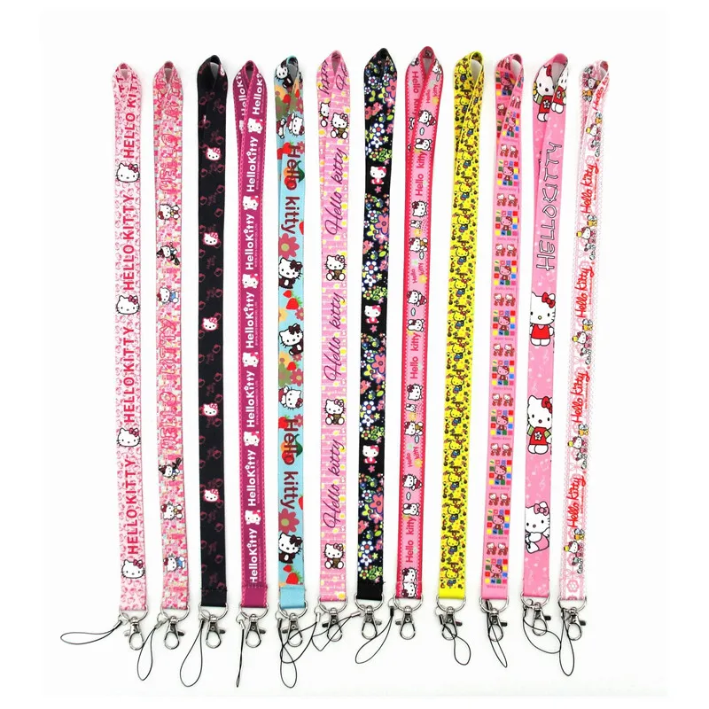 10PCS Hello Kitty Mobile Phone Strap Lanyard Keychain For Wallet phone Charm Chain Car Key Cartoon Neck Wrist Band Anti-lost Rop