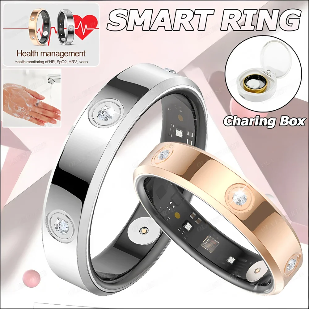 

New Smart Ring Hear t Rat e Bloo d Oxyge n Sleep Monitoring IP68 Waterproof Sport Modes Women Smart ring