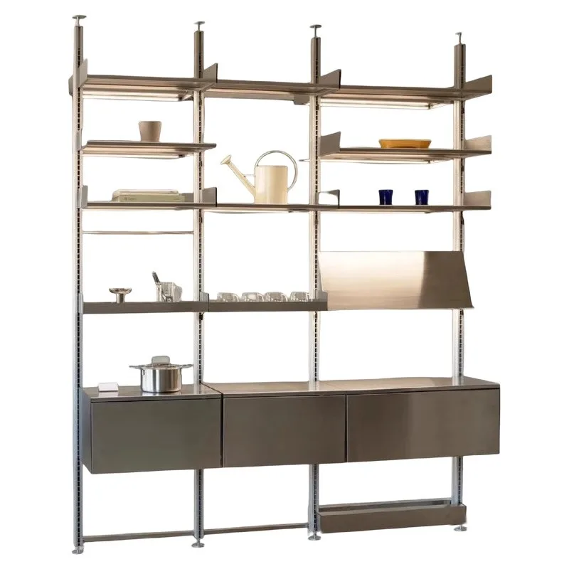 

Display cabinet, multi-layer, stainless steel, aluminum profile, wall