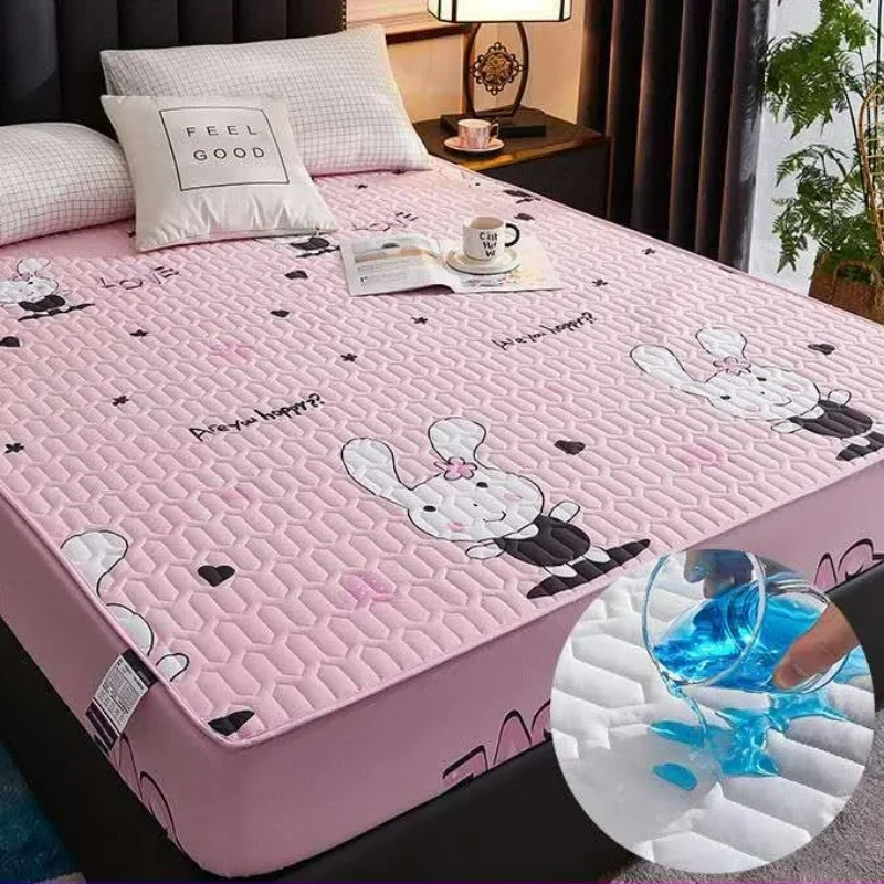 Cotton Mattress Cover Waterproof  Thickened Urine Cartoon Bed cover Family with Children and Pets Bedroom Protection Cover