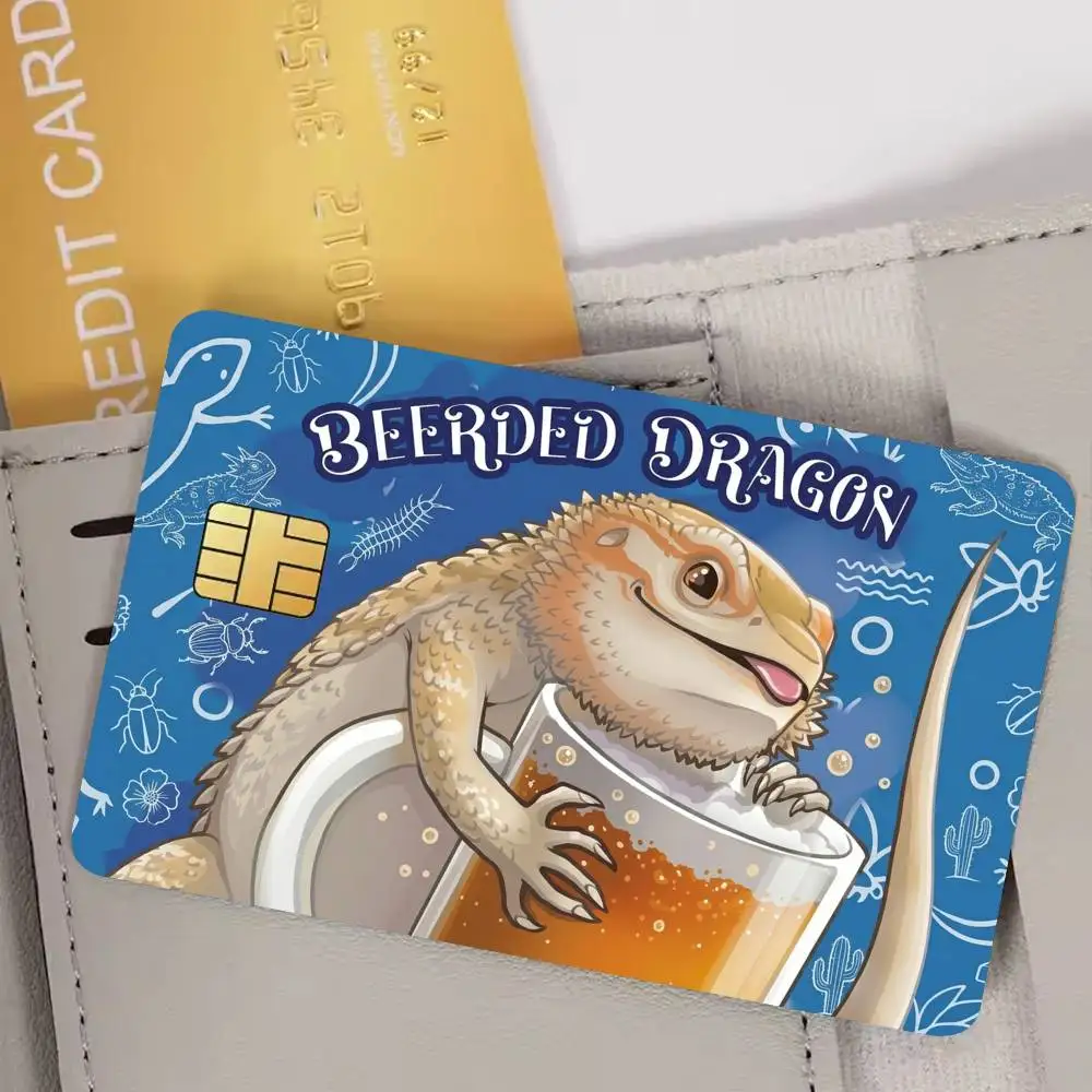 Beerded Dragon Film Skin Cover Credit Card Stickers 4PCS Debit Front Decoration Bank Bus Pass Waterproof