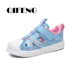 Moda bambini scarpe Casual morbide ragazze leggere Chunky Air Mesh Sneakers Kid Summer 4 5 6 7 8 Princess Net calzature sportive coreane