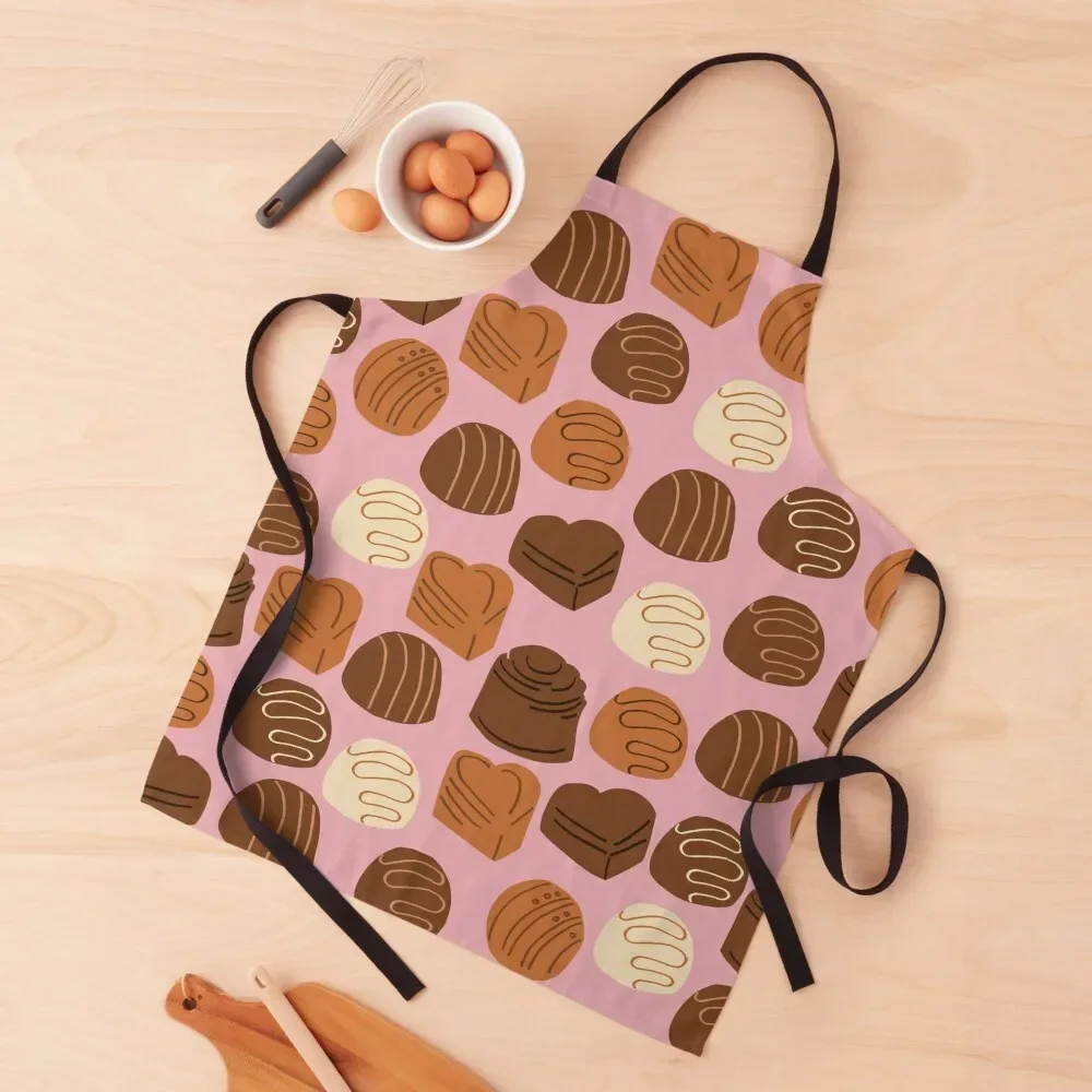 

Cute Chocolate Pralines on Pink Background Apron Kitchen Utensils Kitchen Apras Man Woman Kitchens Apron