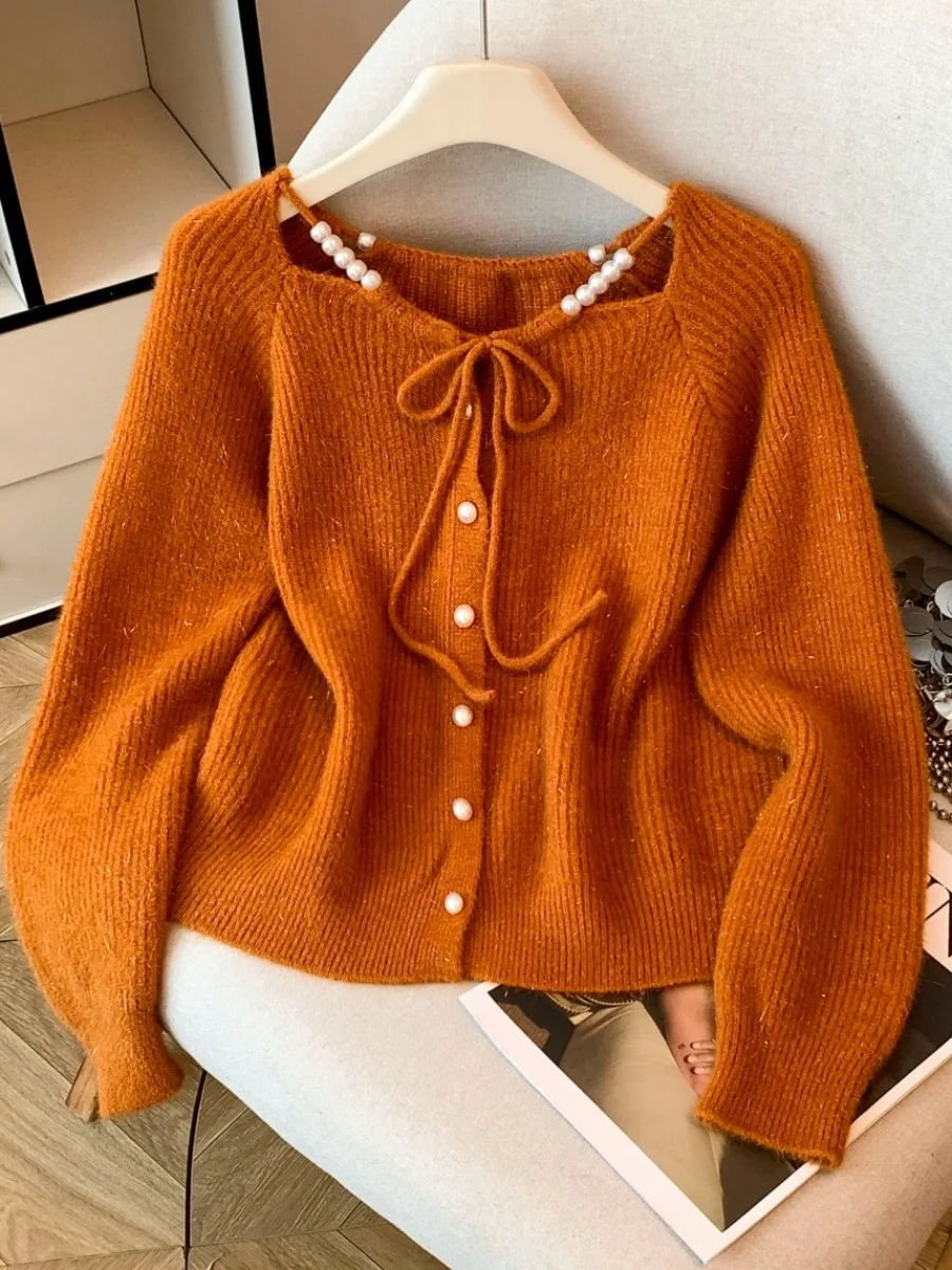 Maglione lavorato a maglia allentato Sle coreano con cintura Autunno Inverno da donna Morbido grassoccio pigro Cardigan aperto lavorato a maglia Self-Preservat...