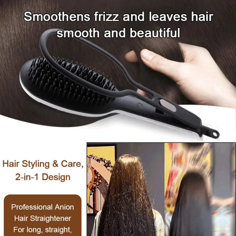 Necessary straight hair comb with negative ion comb and splint for lazy people