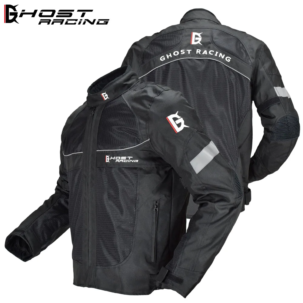 GHOST RACING Mannen Motorcycle Armor Jas Jas Zomer Winter Warm Mannelijke Motorrijden Reflecterende Moto Beschermende Uitrusting Jas