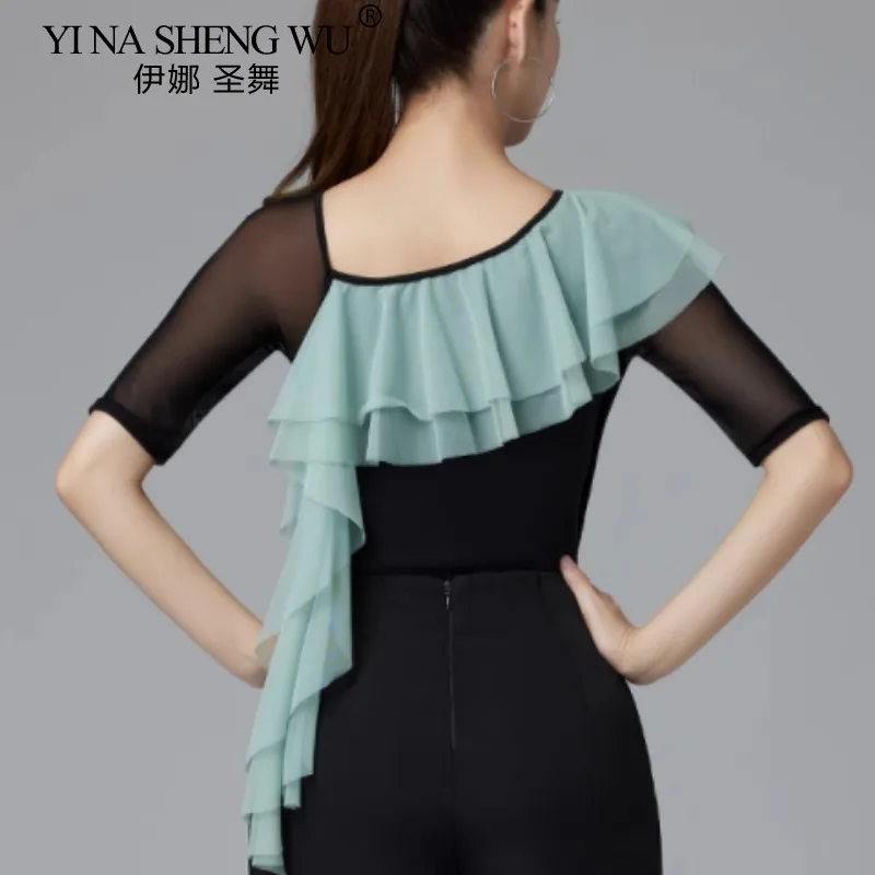 Sexy Latin Dance Top Vrouwen Moderne Dansen Wals Prestaties Bodysuit Ballroom Dans Nationale Standaard Dans Praktijk Top