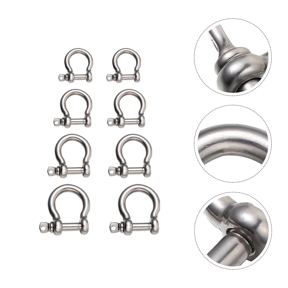 

8pcs Stainless Steel D-Shackle Heavy Duty Lifting Shackles For Winch Vehicle Recovery Durable Horseshoe Shackle Lock
