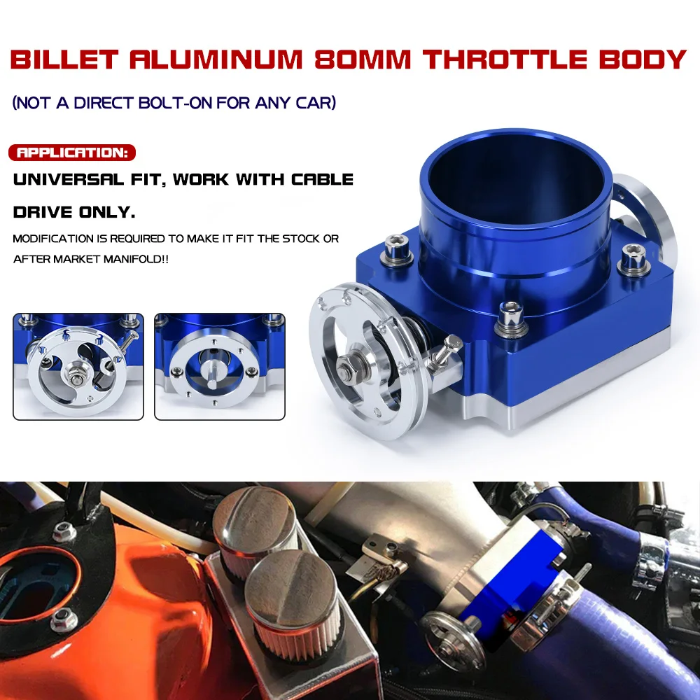 New Throttle Body 80mm Throttle Body Performance Intake Manifold Billet Aluminum High Flow PQY6980 images - 6