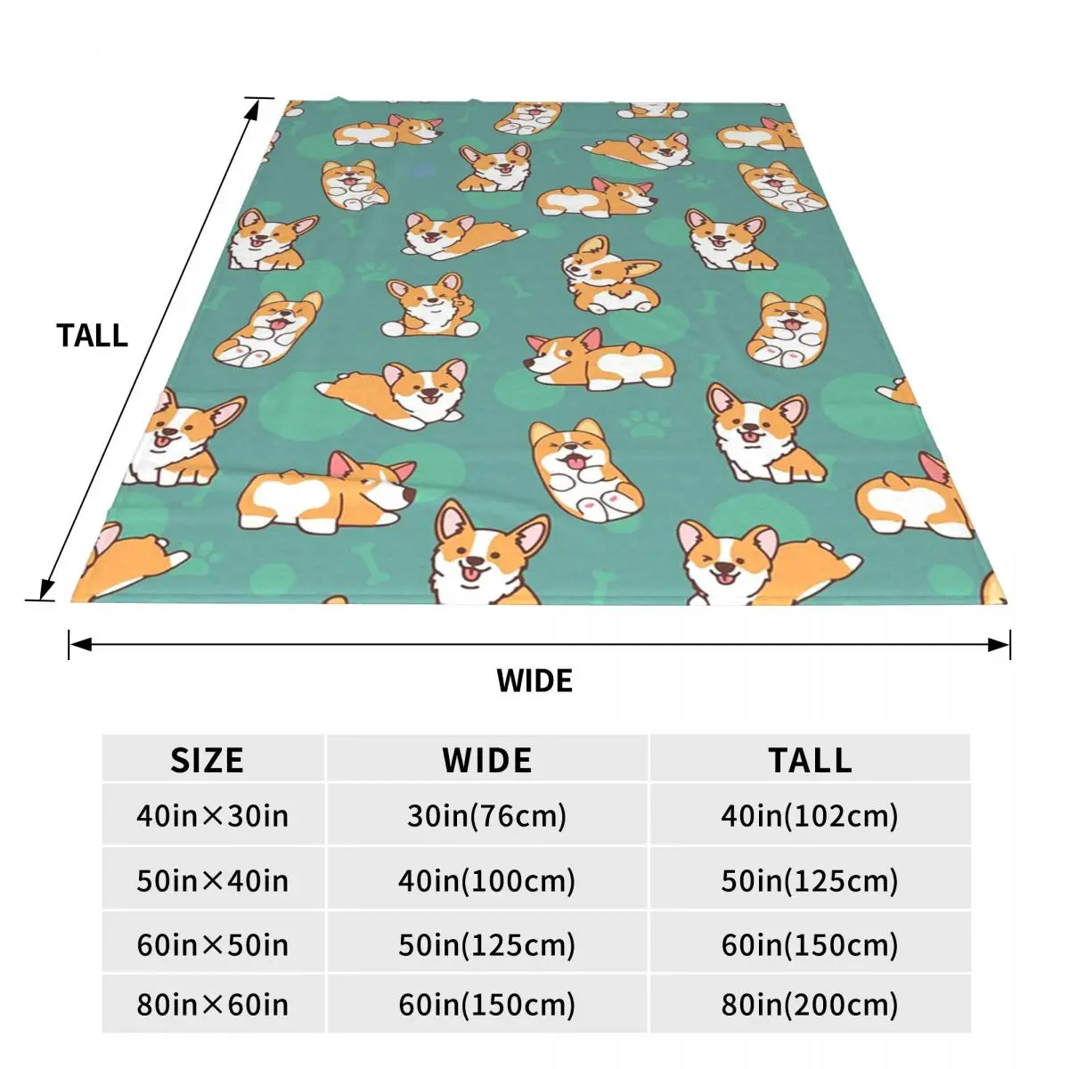 Corgi Puppy Fun - Green Blankets Flannel Sofa Throw Blanket Portable for Couch Bedding Outdoor Throws Bedspread Quilt