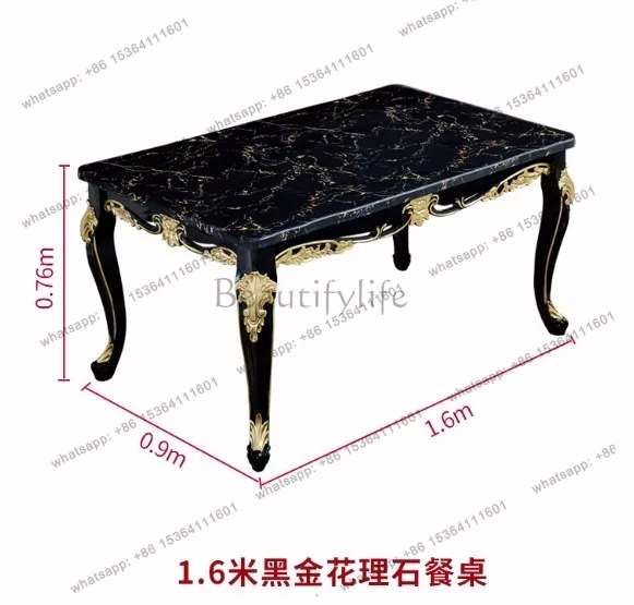 Design Black Gold Dining Table 6 Person Luxury Living Room Dining Table Restaurant Study Nordic Mesas De Comedor Furniture Home