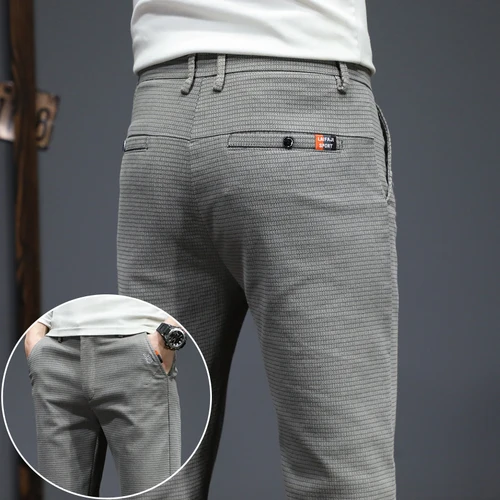 Otoño Invierno nuevos pantalones casuales para hombres moda coreana pantalones elásticos rectos ajustados pantalones de chándal de alta calidad Color sólido masculino