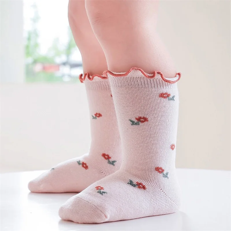 Baby Girl Pleated Socks Soft Pleated Socks Printed Princess Skirt Socks Boneless Loose Mouth Princess Style Socks Young Children