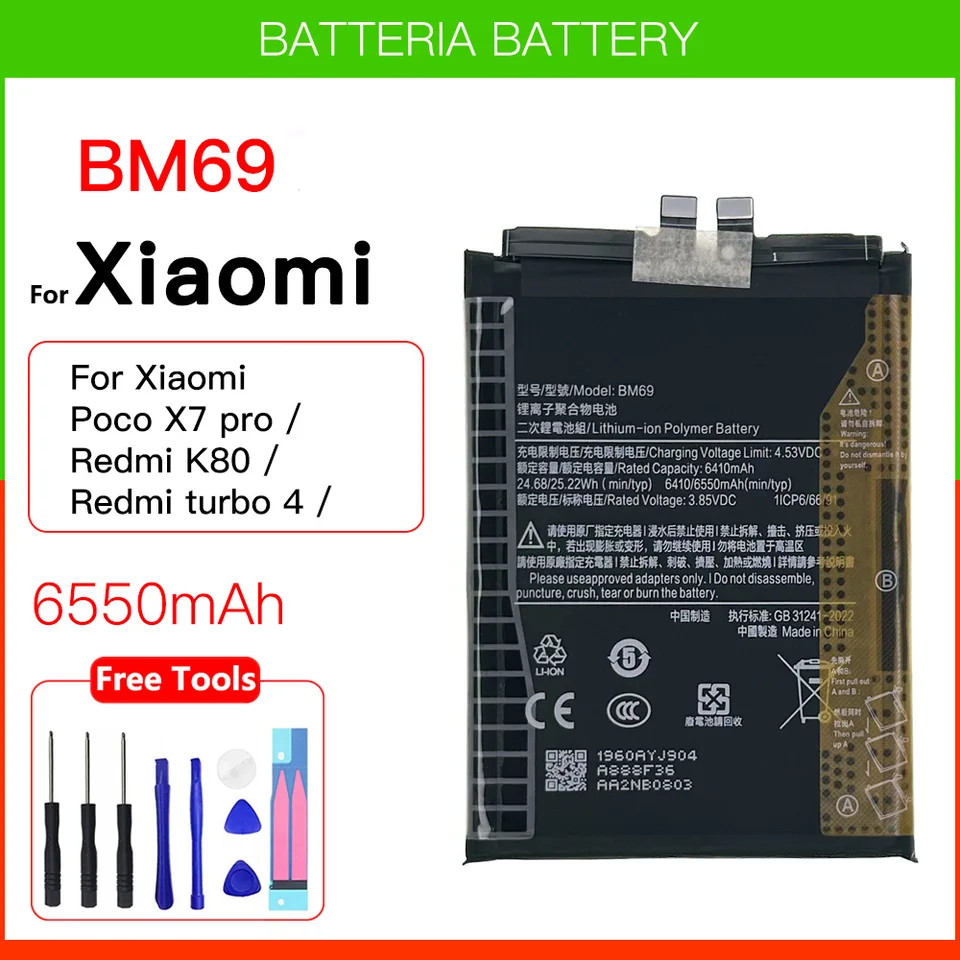 Genuine BM69 6550mAh mobile Battery For Poco X7 pro / Redmi K80