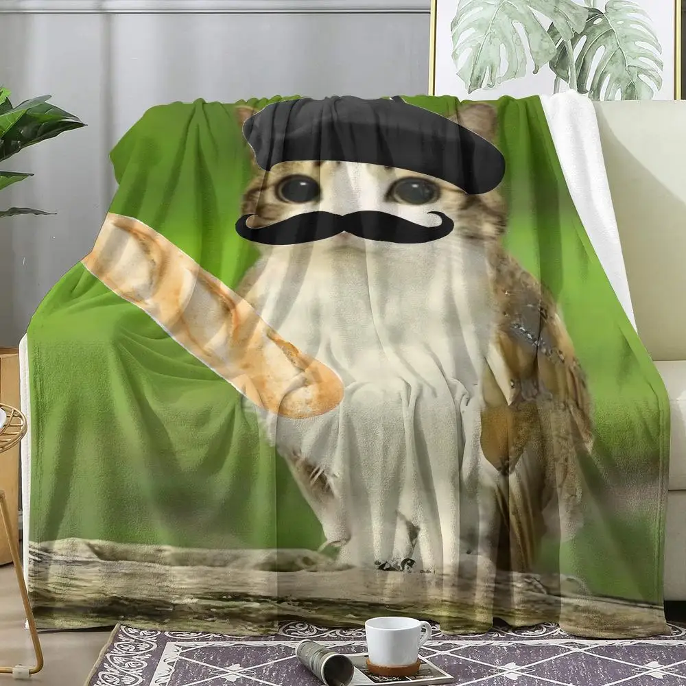 Internet Meowl Cat Owl Meme Throw Soft Flannel Throw Summer Blanket Lightweight Cozy Nap Blanket for Sofa Bed Travel