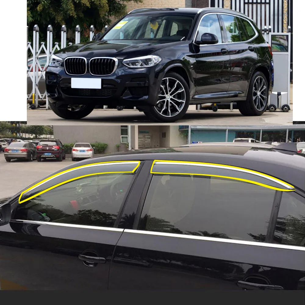 

Car Body Styling Sticker Plastic Window Glass Wind Visor Rain/Sun Guard Vent Parts For BMW X3 2018 2019 2020 2021