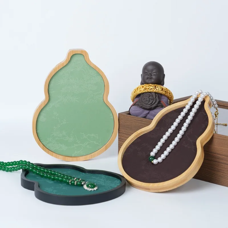 

Wooden Jewelry Tray Gourd Jewelry Display Trays Earrings Bracelet Storage Display Shelf Ring Holder Chinese Style Counter Prop
