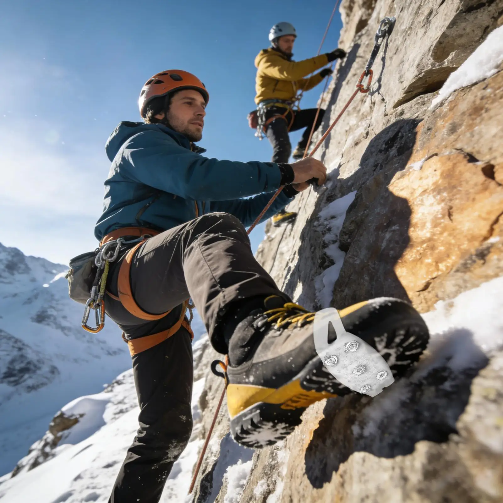 2-teiliger 5-Zahn-Eisgriff-Spikesatz für Schuhe, Rutschfeste Wandern- und Kletter-Schneespikes, Steigeisen, Klettketten, Griffe, Stiefelüberzug