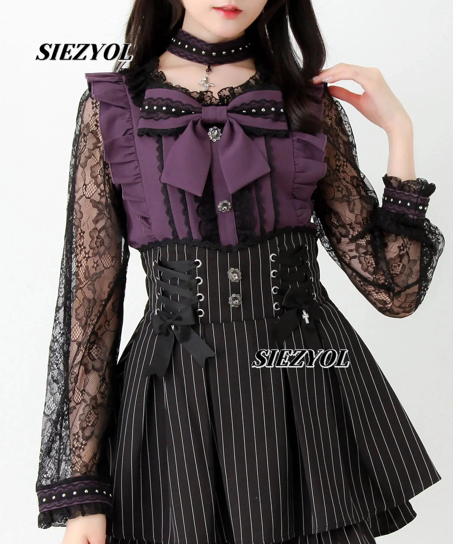 Blouse for Women Japanese Sweet and Cute Tops Autumn New Square Neck Big Bow Semi-transparent Lace Long-sleeved Bottoming Shirt