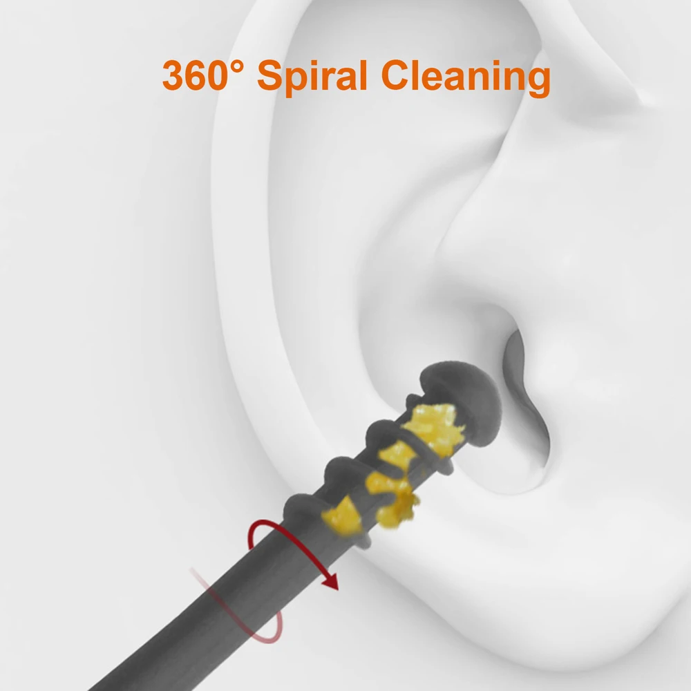 Men PP Ear pick Remover Silicone Ear Wax Removal Tool Ear Pick Spoon 360° Spiral Swab Earwax Cleaner Sticks Double Head Earpick