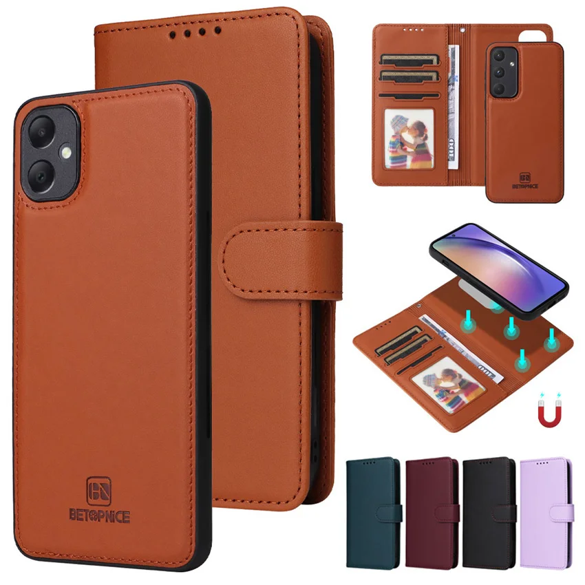 2in1 Magnetic Split Leather Wallet Case For iPhone 15 14 13 12 11 Pro Max 7 8 Plus X XS XR mini Book Cover SE 2020 2022 Housing