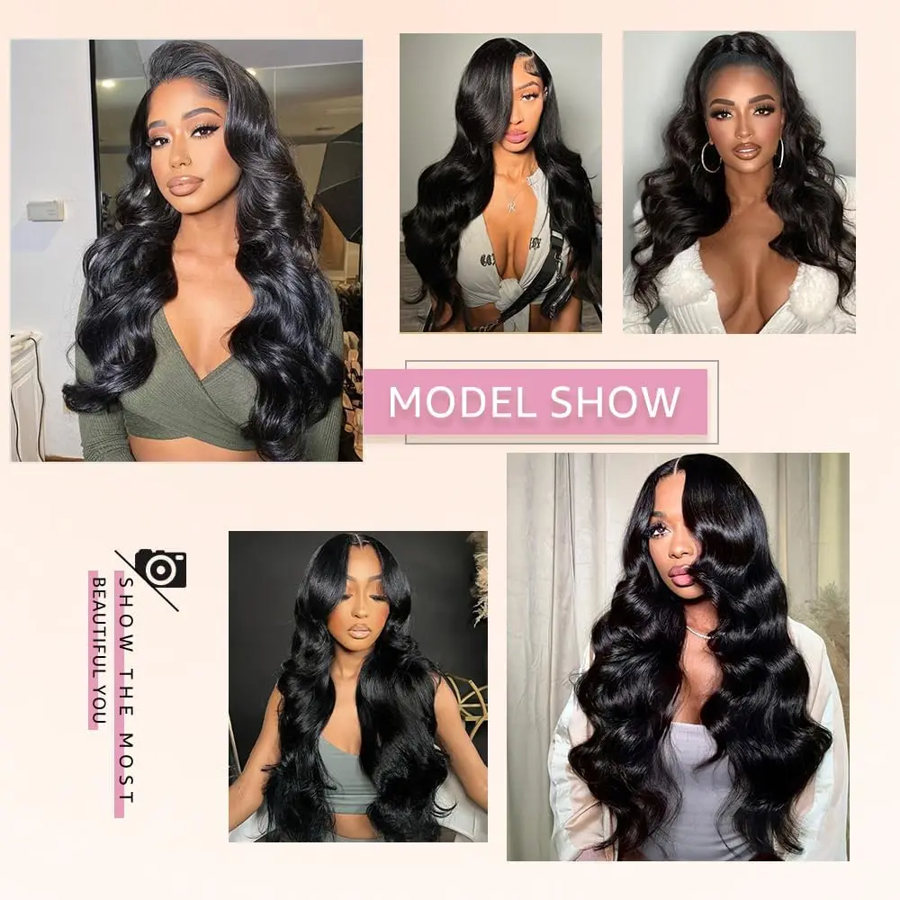 200 Density 32 Inch 13x6 Transparent Lace Frontal Body Wave Wigs Pre Plucked Remy Human Hair Lace Front Wig For Black Women