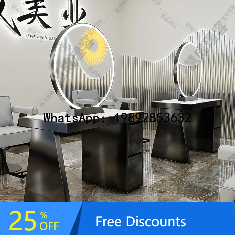 

XX Barber Shop Mirror Table Salon Single/Double-Sided Cabinet Integrated Mirror Hair Salon Special Haircut Perm Dye Mirror
