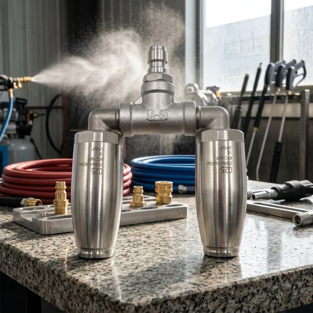 For Power Washer Dual Turbo Nozzle with 360 Degree Rotating Jets Stainless Steel Material 1/4 Quick Connect Interface