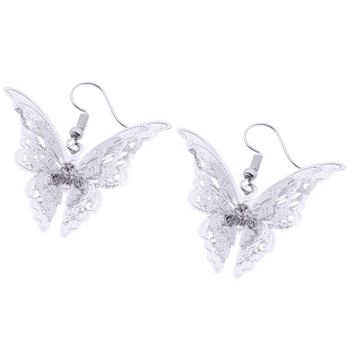 ต่างหูรูปผีเสื้อสีเงินหรูหราสำหรับผู้หญิง เครื่องประดับแฟชั่น ของขวัญสำหรับวันหยุด งานเลี้ยง วันครบรอบ ต่างหูสุดหรู