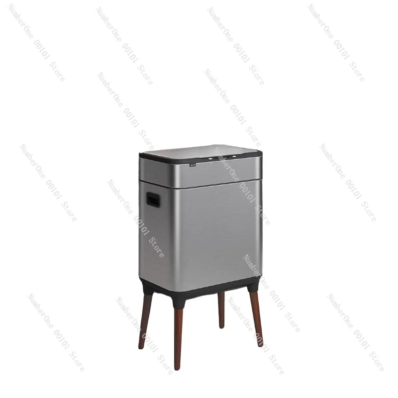 Intelligent Induction Sorting Trash Bin, Stainless Steel, High Leg with Lid Light, Household, Kitchen, Living Room, Office