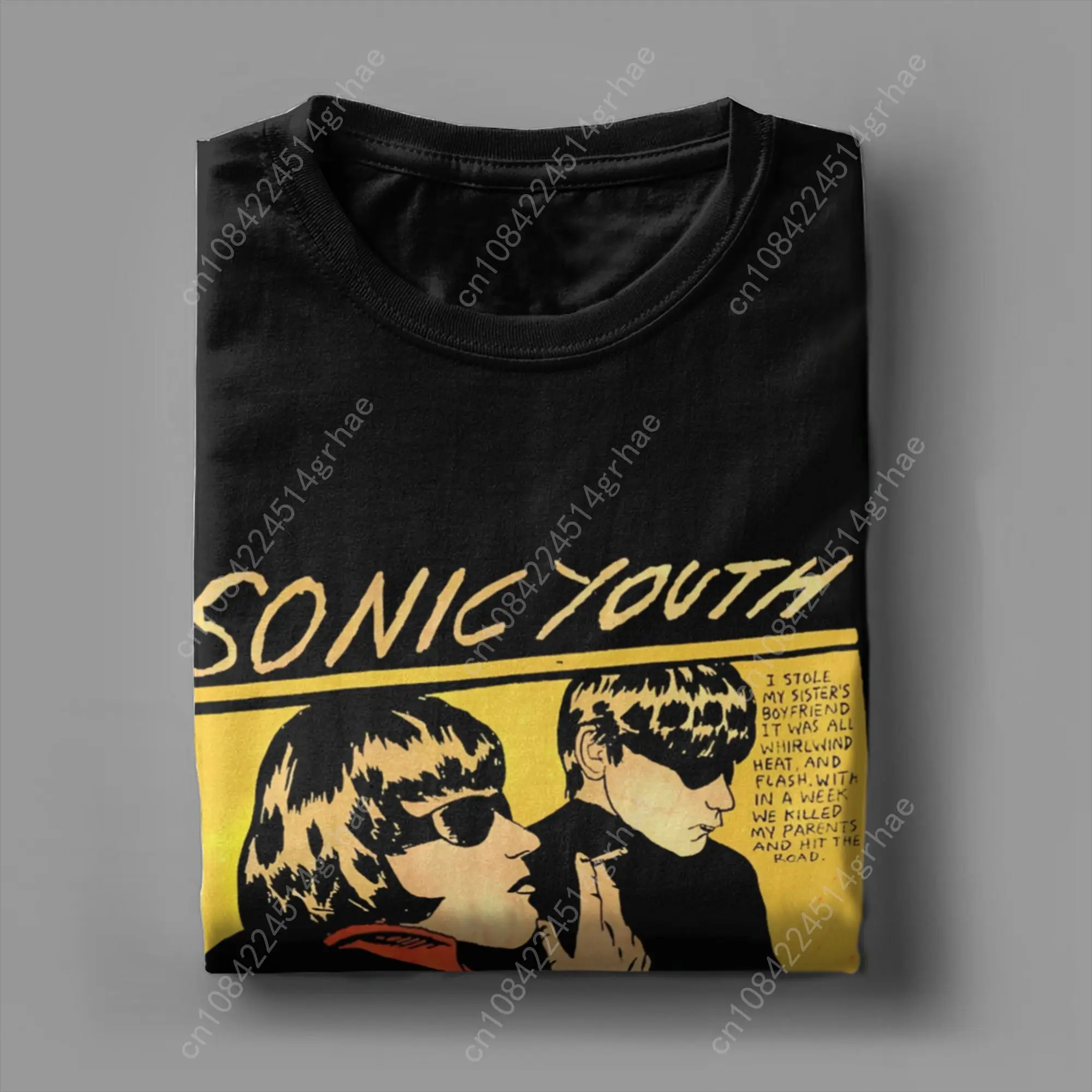 Camiseta masculina Sonic Youth Rock Band, tops de algodão, novidade, manga curta, gola redonda, camiseta plus size