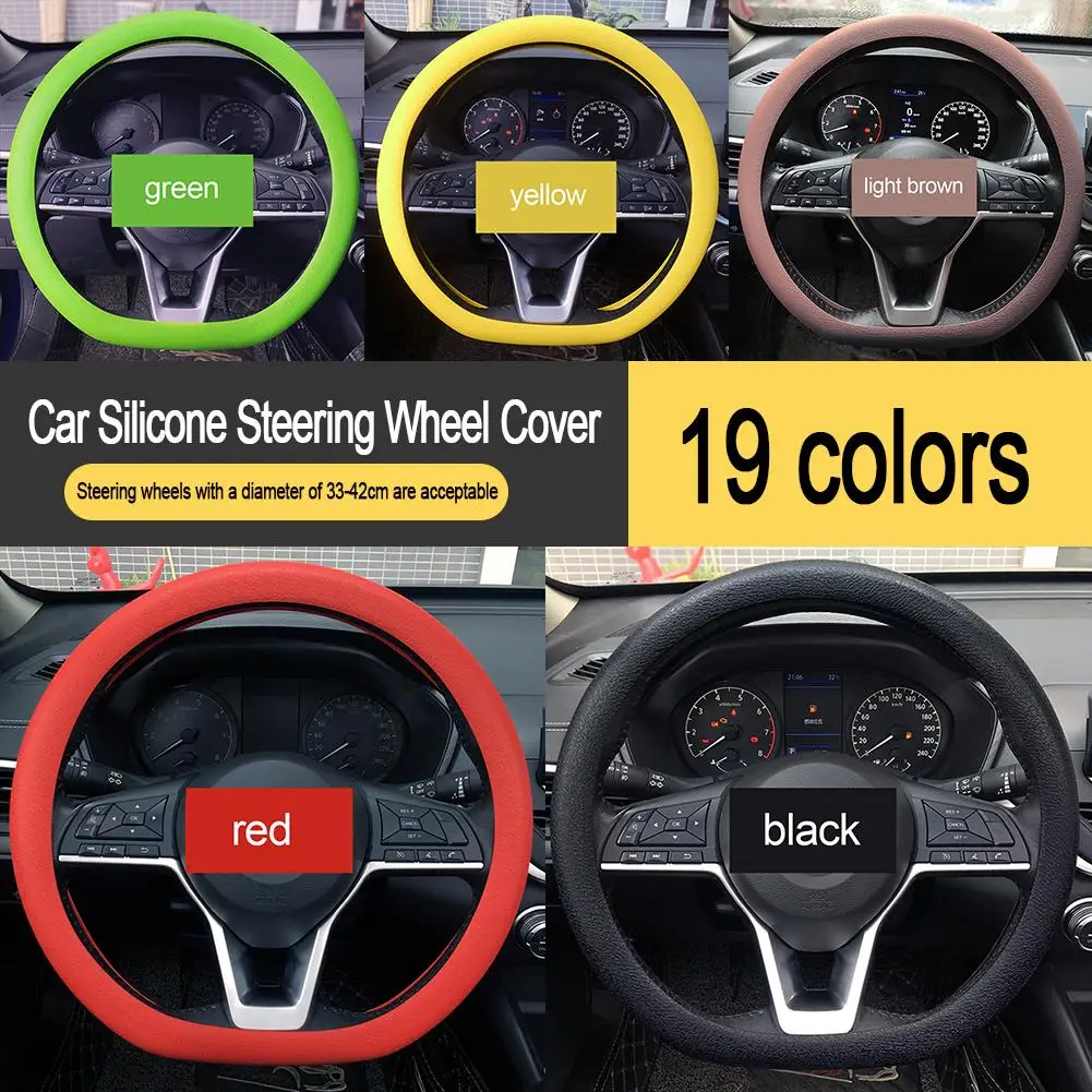 Auto Universal Silikon Lenkrad Elastische Handschuh Abdeckung Textur Weiche Multi Farbe Auto Dekoration DIY Abdeckungen Zubehör – Detail 1