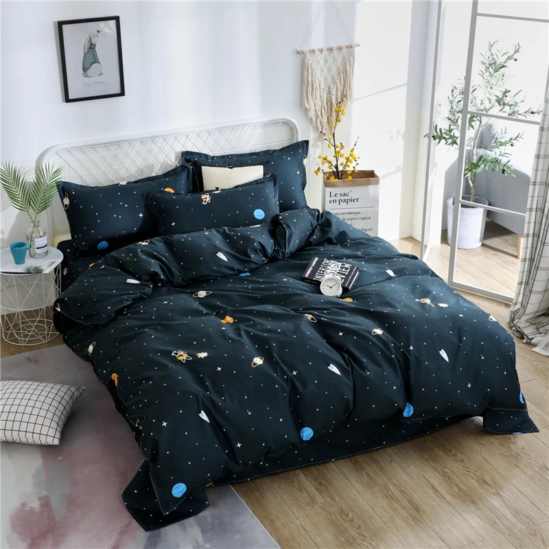 Universe Outer Space Duvet Cover Set with Zipper Closure, Galaxy Planet Bedding Quilt Cover Set for Teen Kids Boys Girls Adult