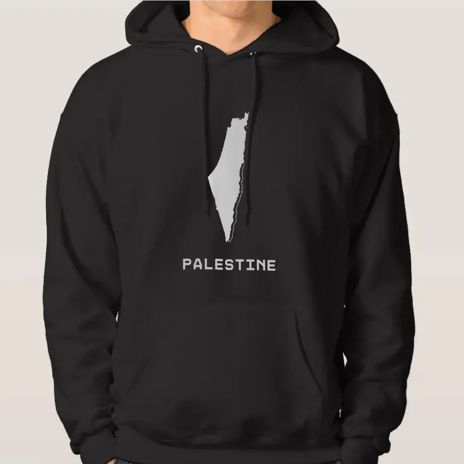 

Palestine Map Flag Hoodie Casual 100% Cotton Autumn and Winter Men Sweatshirt