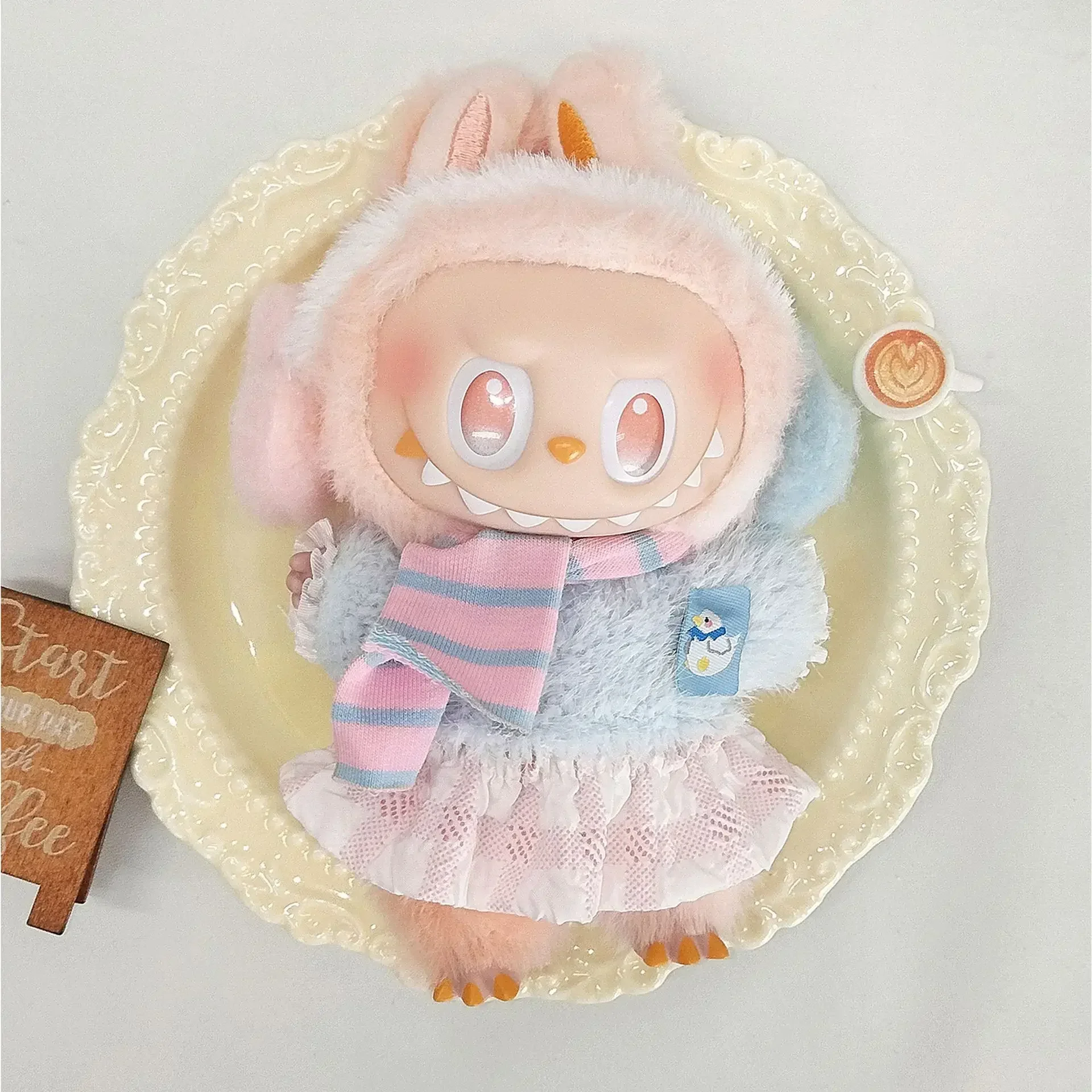 Ensemble de robe imprimée de dessin animé pour poupée Labubu V1 V2 V3, tenue ludique, 15/17cm