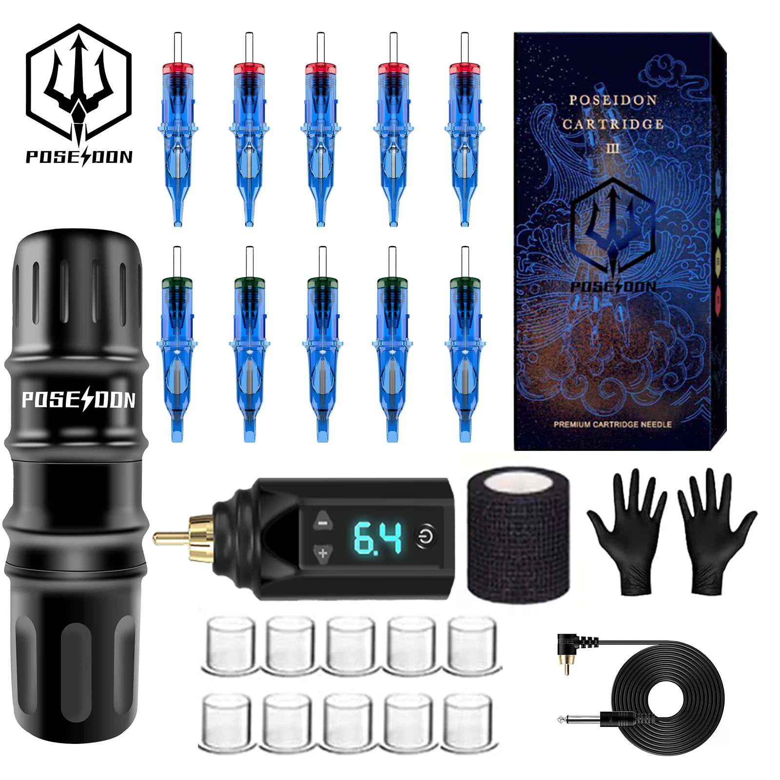 

Tattoo Kit POSEIDON Wireless Tattoo Pen Kit For Permanent Makeup Tattoo Machine Kit Hot Tattoo Power Supply Tattoo Gun Kit