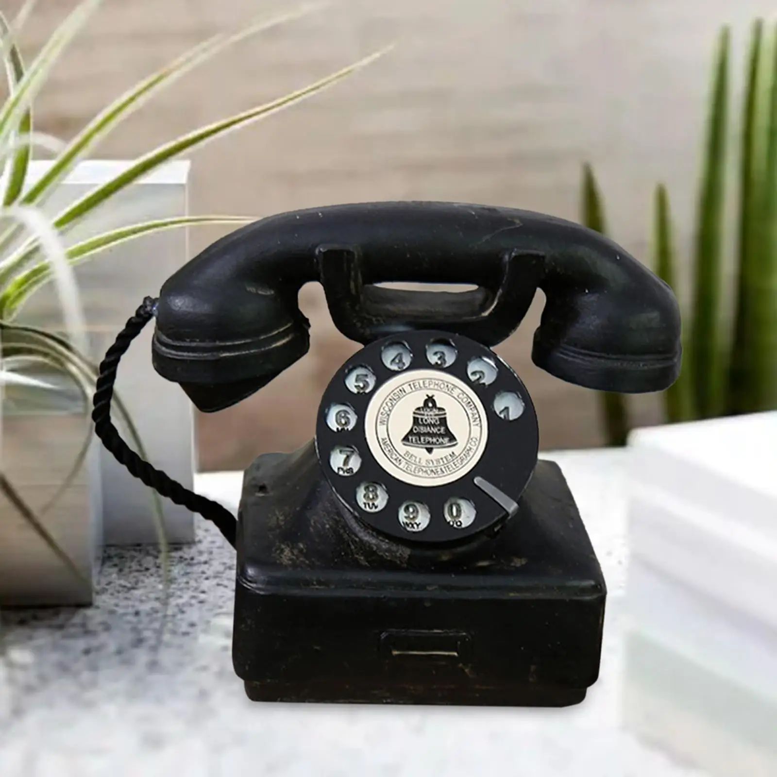 Corded Phone European Vintage Rotary Telephone Statue for Cafe Home Office