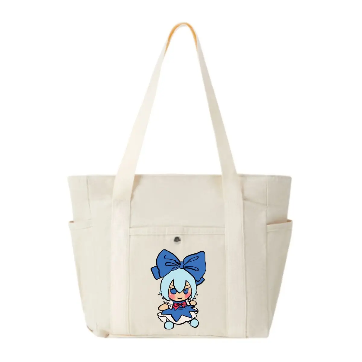 

Blue - Haired Anime Girl Cute Character Practical Canvas Bag Student Shopping Tote