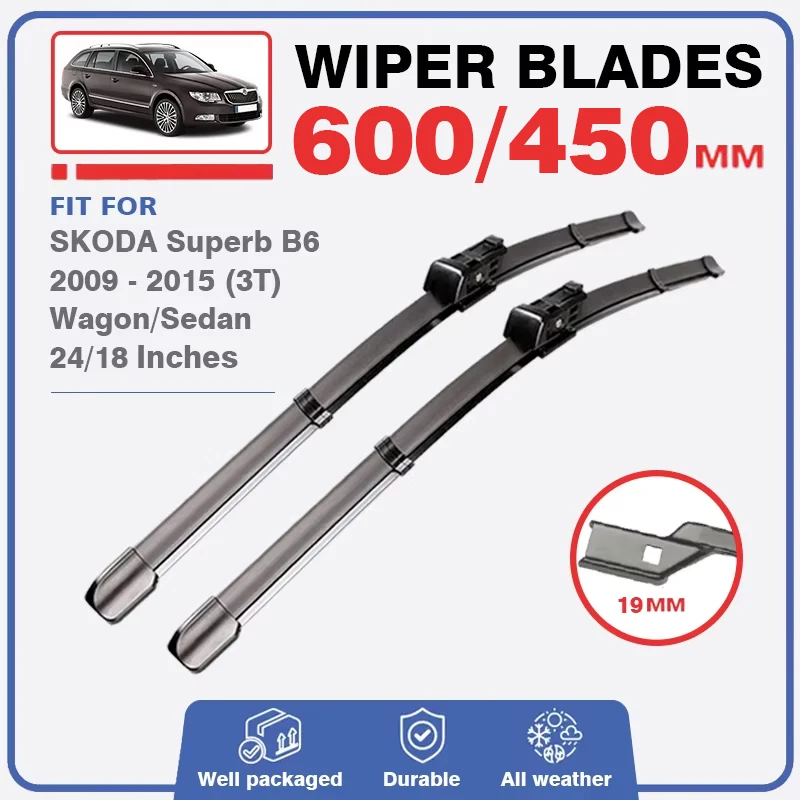 Front Rear Wiper Blades Set For SKODA Superb B6 3T 2009 - 2015 Wagon Sedan Windshield Brushes Windscreen Window 2011 2012 2013