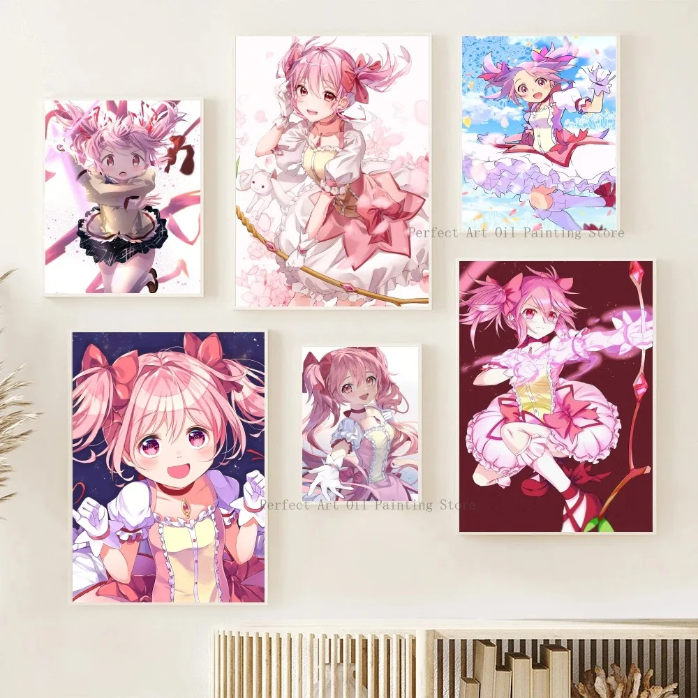 Puella Magi Madoka Magica Cartoon Kaname Madoka Posters Stickers Living Room Bedroom Entrance Cafe Wall Art Decoration