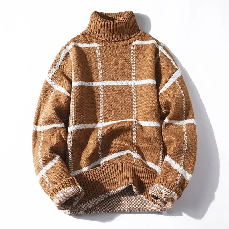 

Autumn and Winter Youth Men's Casual High Neck Loose Long Sleeved Sweater