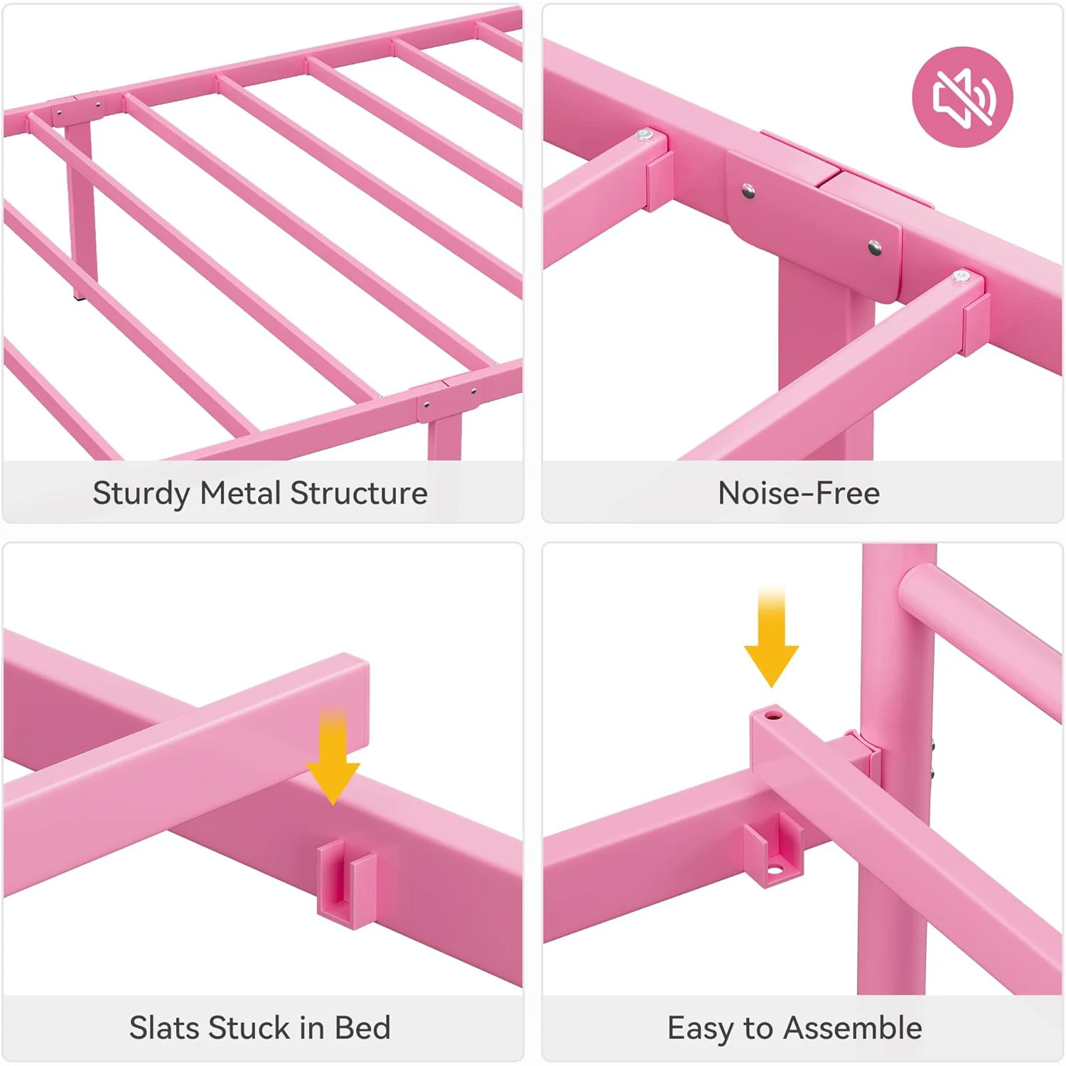 Twin Size Bed Frames with Headboard and Footboard Twin Metal Bed Frame for Kids 12.2-inch Under Bed Storage Steel Slats Support