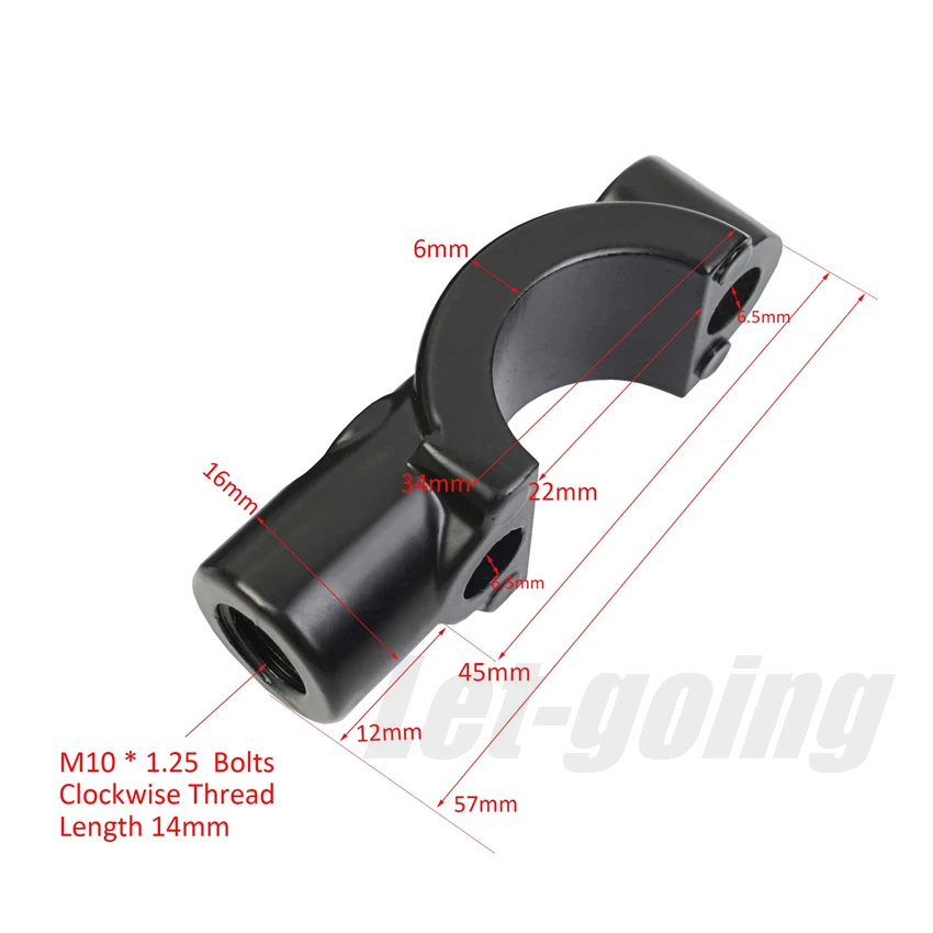 7/8" 22mm Universal Lever Brake/Clutch Master Cylinder Clamp Bracket Cover Fixing Seat M10 Bolts Base Support - Image 2